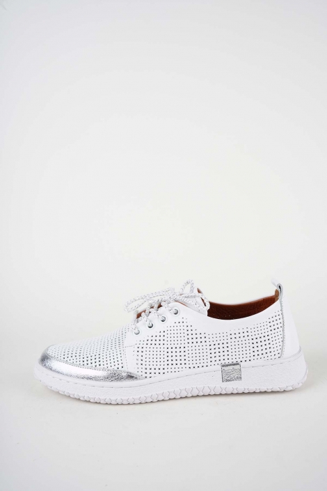 Hakiki Deri Beyaz-Gümüş Kadın Casual Ayakkabı 261186102