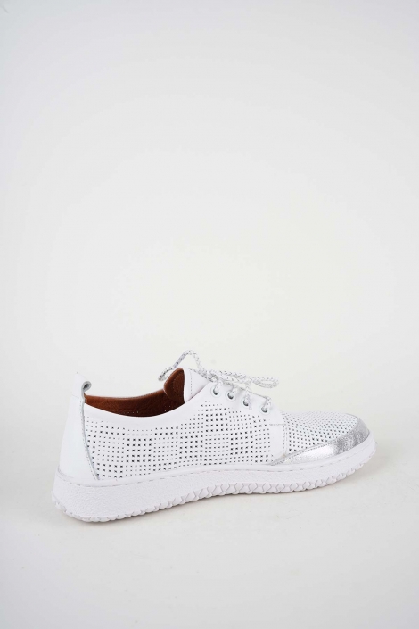 Hakiki Deri Beyaz-Gümüş Kadın Casual Ayakkabı 261186102