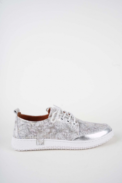Hakiki Deri Baskılı-Gümüş Kadın Casual Ayakkabı 261186102