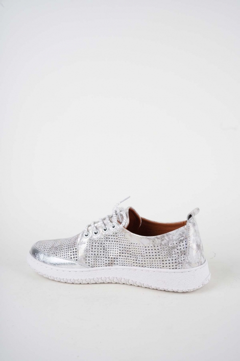 Hakiki Deri Baskılı-Gümüş Kadın Casual Ayakkabı 261186102