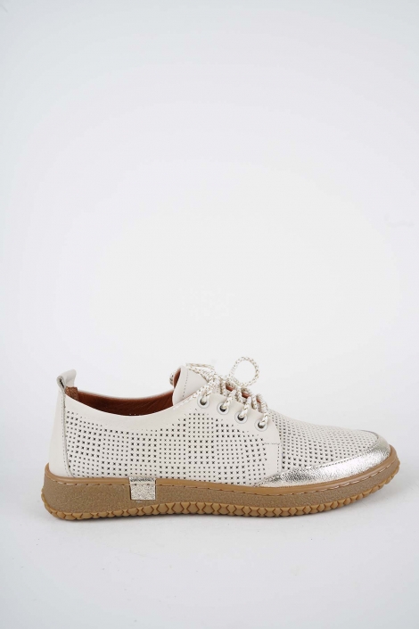 Hakiki Deri Bej-Altın Kadın Casual Ayakkabı 261186102