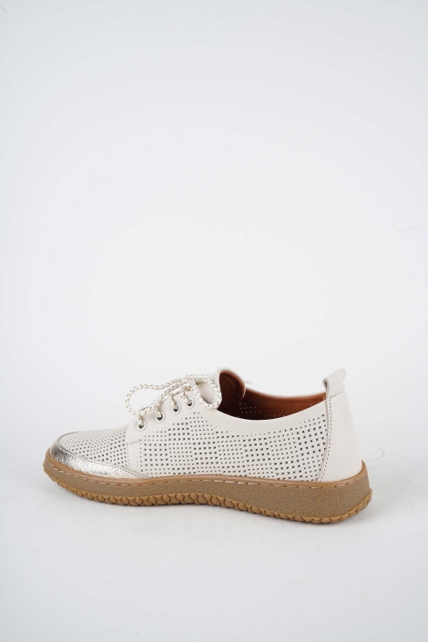 Hakiki Deri Bej-Altın Kadın Casual Ayakkabı 261186102