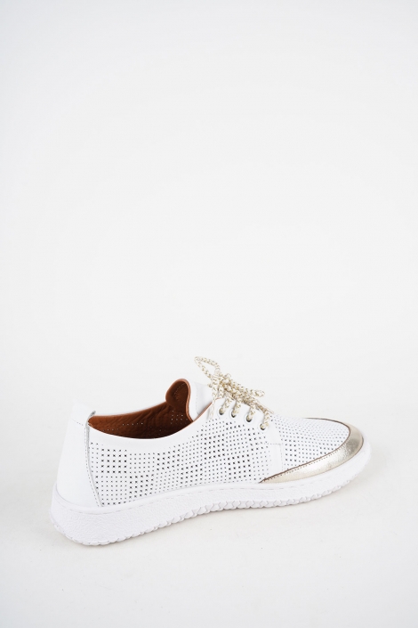 Hakiki Deri Beyaz-Altın Kadın Casual Ayakkabı 261186102