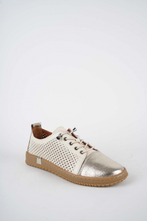 Hakiki Deri Bej-Altın Kadın Casual Ayakkabı 261186104