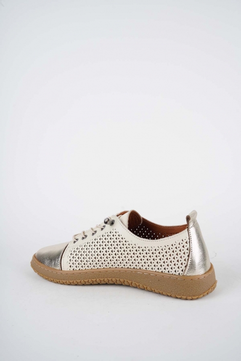 Hakiki Deri Bej-Altın Kadın Casual Ayakkabı 261186104