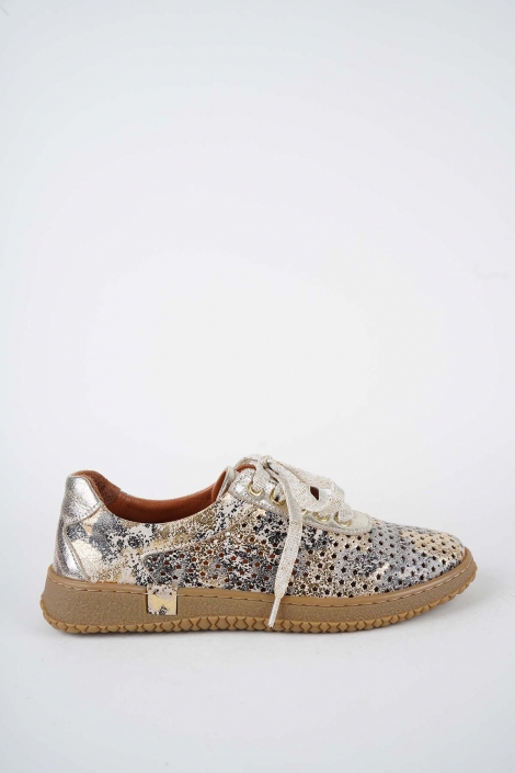 Hakiki Deri Altın Baskılı-Altın Kadın Casual Ayakkabı 261186105