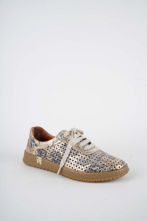 Hakiki Deri Altın Baskılı-Altın Kadın Casual Ayakkabı 261186105