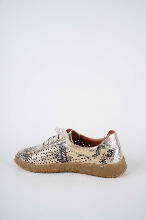 Hakiki Deri Altın Baskılı-Altın Kadın Casual Ayakkabı 261186105
