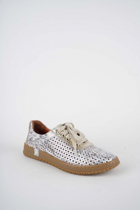 Hakiki Deri Beyaz Baskılı-Altın Kadın Casual Ayakkabı 261186105