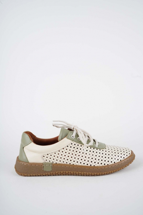 Hakiki Deri Bej-Avokado Kadın Casual Ayakkabı 261186105