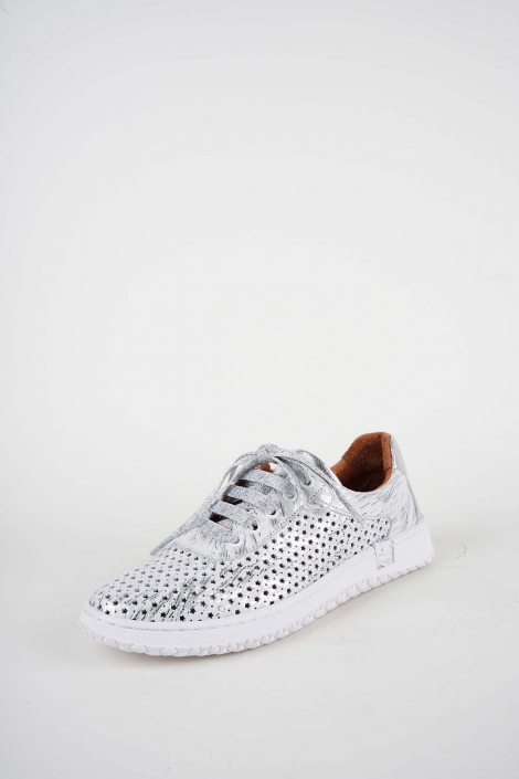 Hakiki Deri Beyaz Baskılı-Gümüş Kadın Casual Ayakkabı 261186105