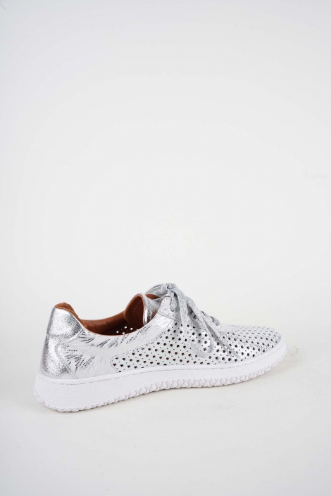 Hakiki Deri Beyaz Baskılı-Gümüş Kadın Casual Ayakkabı 261186105