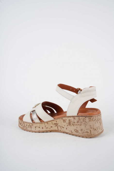 Hakiki Deri Bej Kadın Dolgu Topuklu Sandalet 261186502