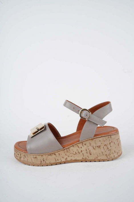 Hakiki Deri Vizon Kadın Dolgu Topuklu Sandalet 261186503