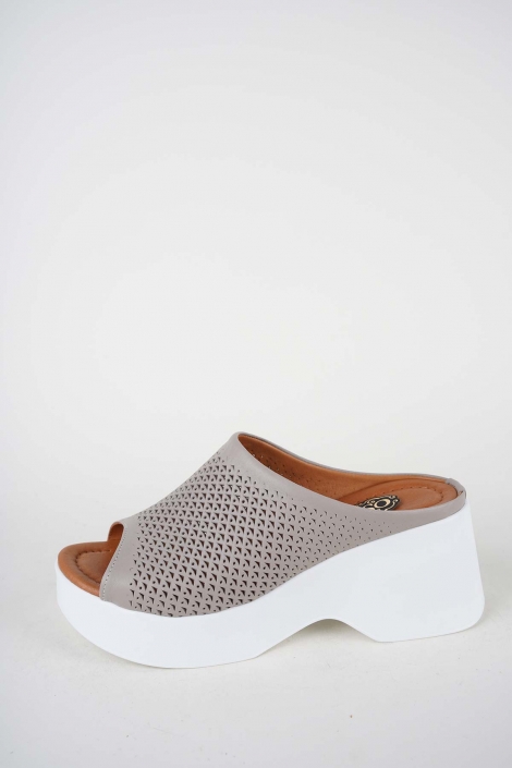 Hakiki Deri Vizon Kadın Dolgu Topuklu Terlik 261186601