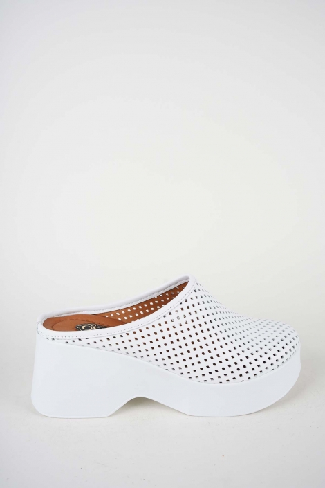 Hakiki Deri Beyaz Kadın Dolgu Topuklu Terlik 261186701