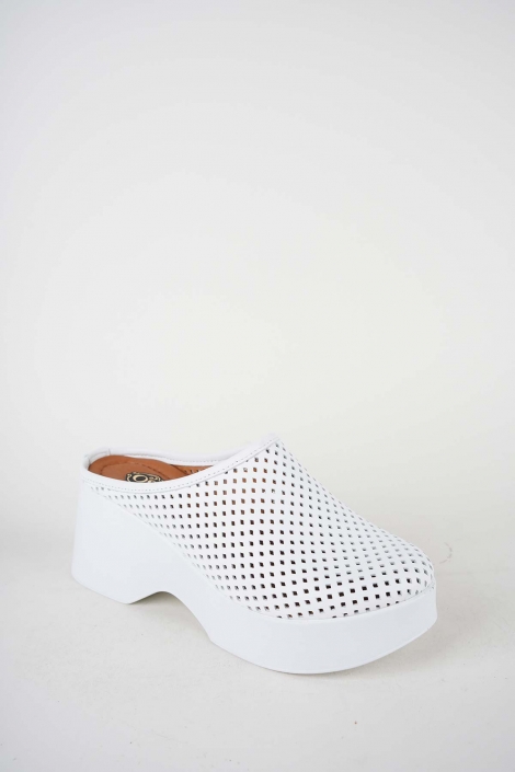 Hakiki Deri Beyaz Kadın Dolgu Topuklu Terlik 261186701