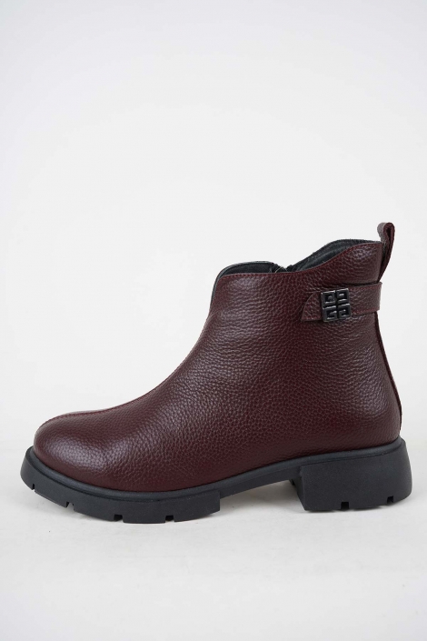 Hakiki Deri Bordo Floter Kadın Casual Bot 252189200