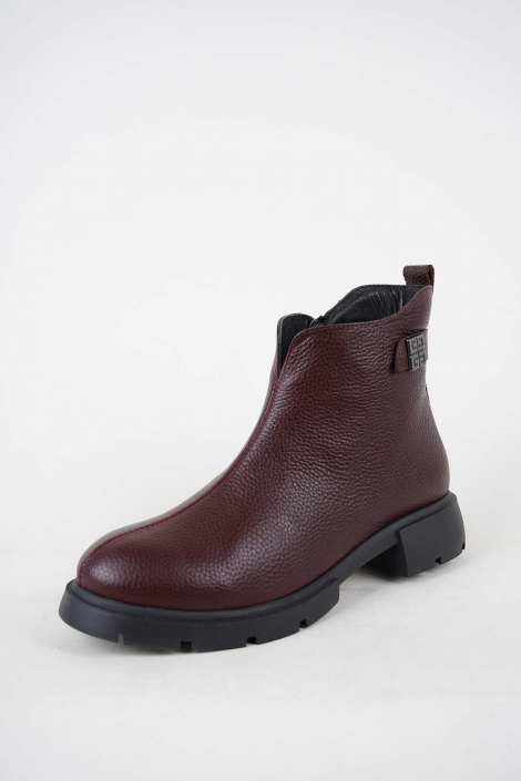 Hakiki Deri Bordo Floter Kadın Casual Bot 252189200