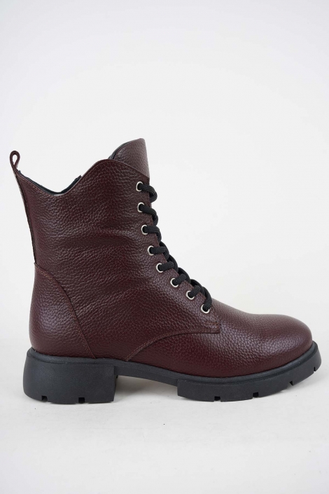 Hakiki Deri Bordo Floter Kadın Casual Bot 252189202