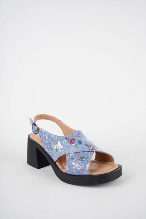 Hakiki Deri Kot Baskılı Kadın Topuklu Sandalet 261189503