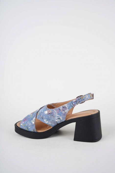 Hakiki Deri Kot Baskılı Kadın Topuklu Sandalet 261189503