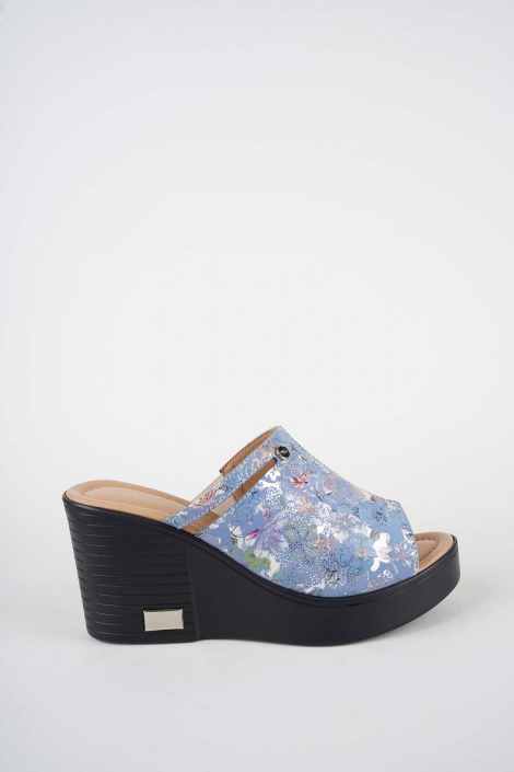 Hakiki Deri Kot Baskılı Kadın Dolgu Topuklu Terlik 261189602