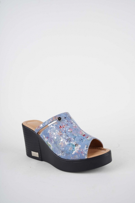 Hakiki Deri Kot Baskılı Kadın Dolgu Topuklu Terlik 261189602