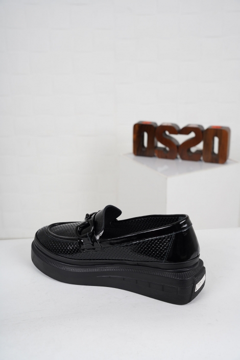 Hakiki Deri Siyah Rugan Kadın Casual Ayakkabı 231199100
