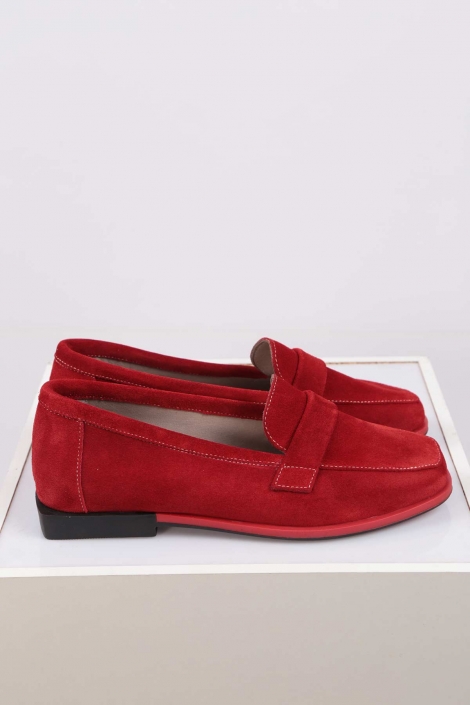 Hakiki Deri Kırmızı Süet Kadın Casual Ayakkabı 212209111