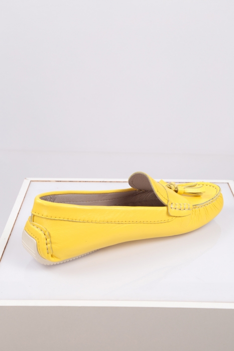 Hakiki Deri Sarı Kadın Makosen Ayakkabı 221209108
