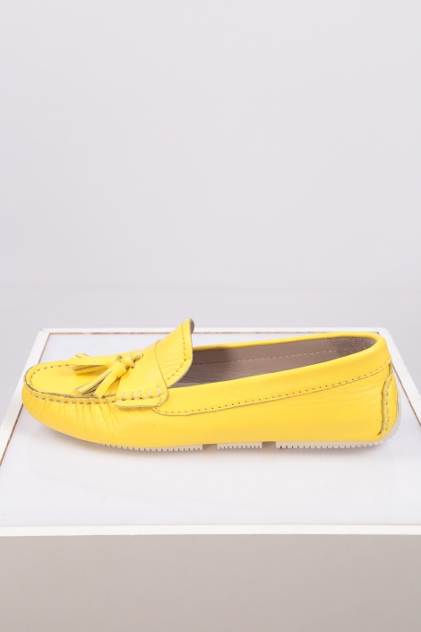 Hakiki Deri Sarı Kadın Makosen Ayakkabı 221209108