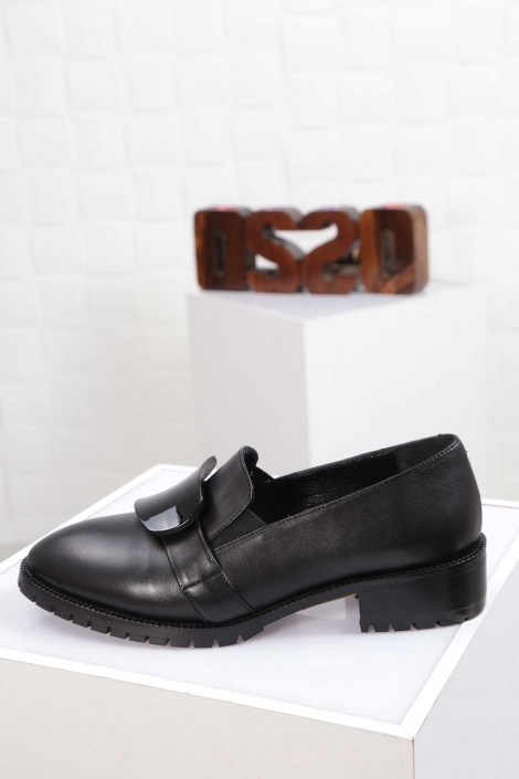 Hakiki Deri Siyah Kadın Klasik Ayakkabı 212214101
