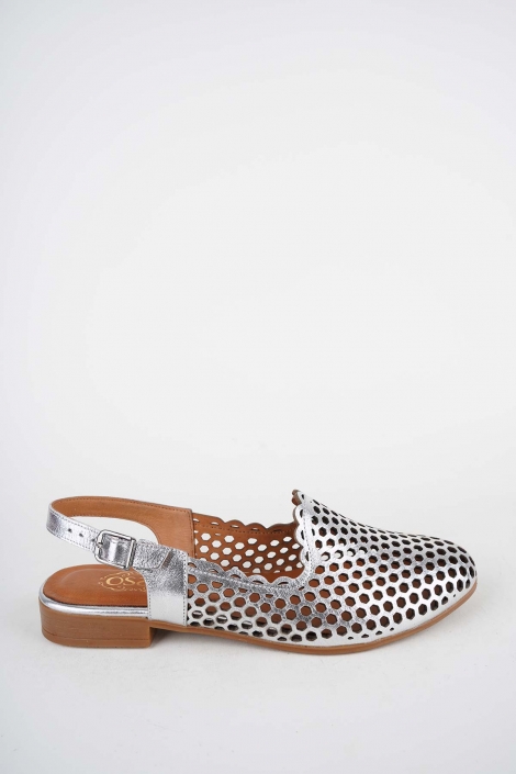 Hakiki Deri Gümüş Kadın Burun Kapalı Sandalet 251214503