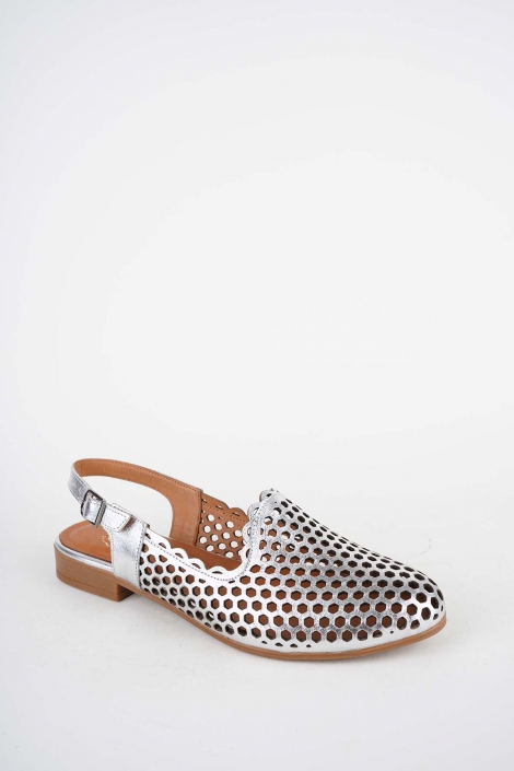 Hakiki Deri Gümüş Kadın Burun Kapalı Sandalet 251214503