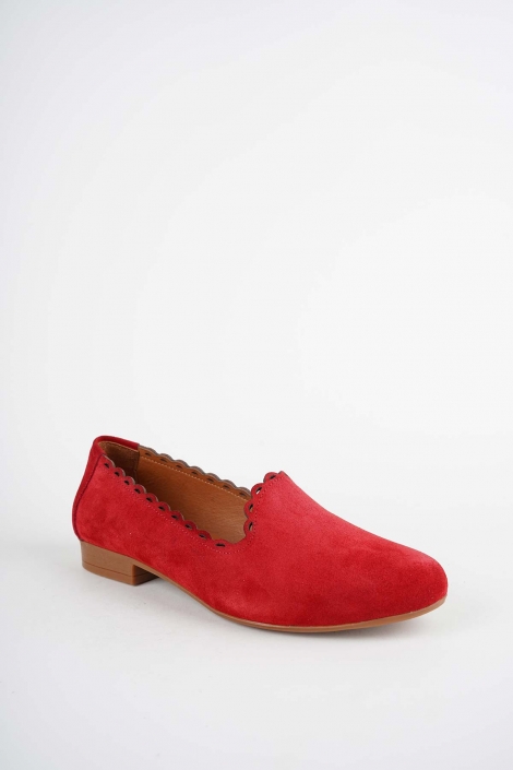 Hakiki Deri Kırmızı Süet Kadın Babet Ayakkabı 261214101