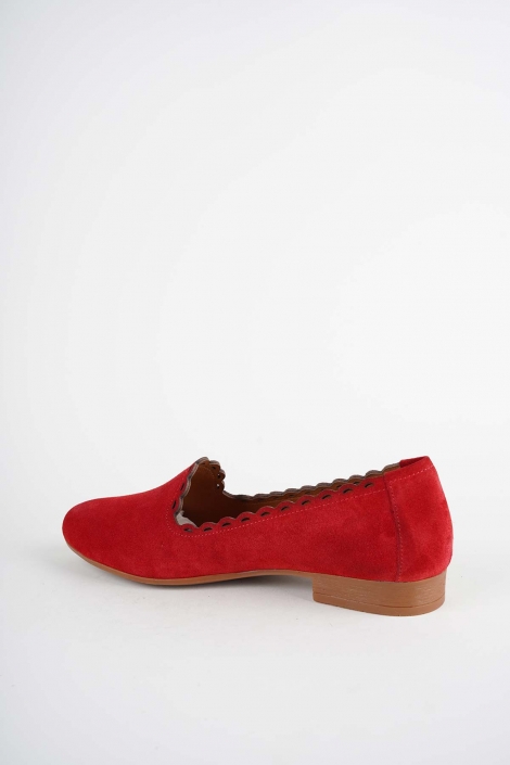 Hakiki Deri Kırmızı Süet Kadın Babet Ayakkabı 261214101