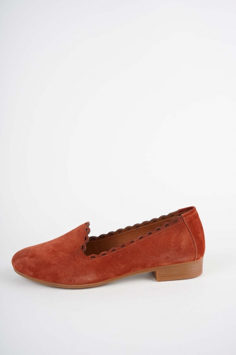 Hakiki Deri Kiremit Süet Kadın Babet Ayakkabı 261214101