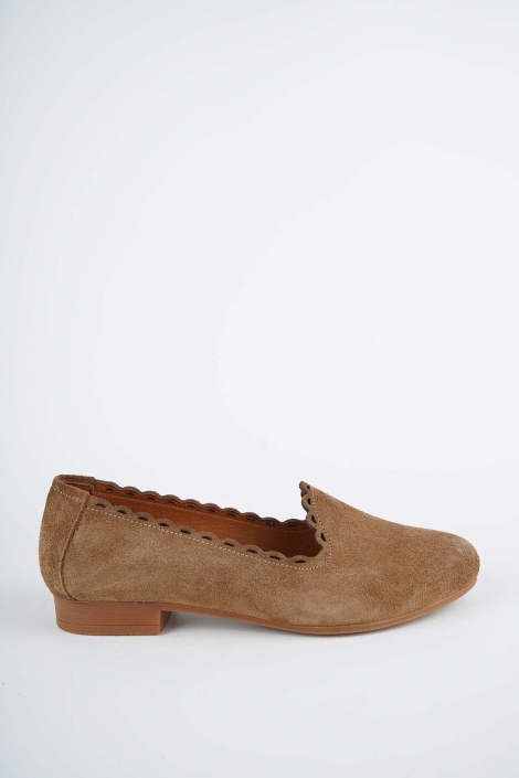 Hakiki Deri Tütün Süet Kadın Babet Ayakkabı 261214101