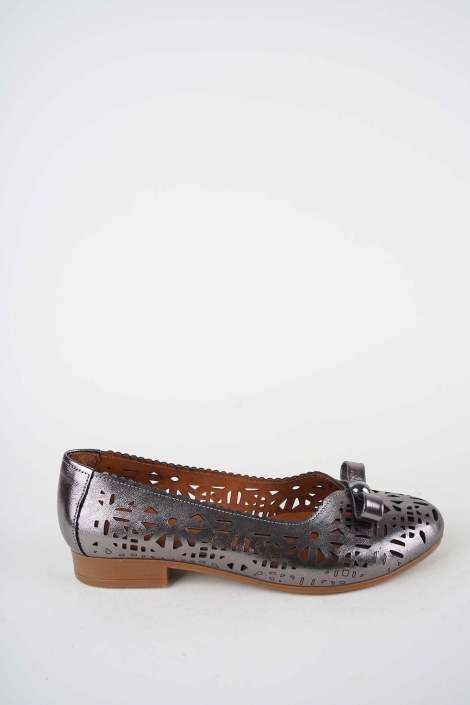 Hakiki Deri Siyah Nikel Kadın Babet Ayakkabı 261214109