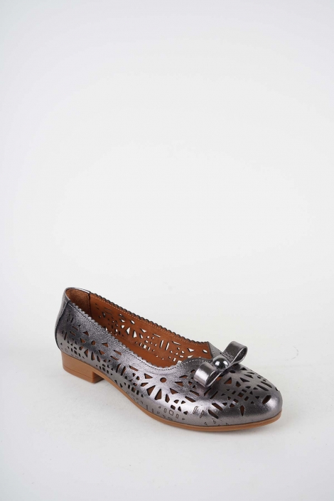 Hakiki Deri Siyah Nikel Kadın Babet Ayakkabı 261214109