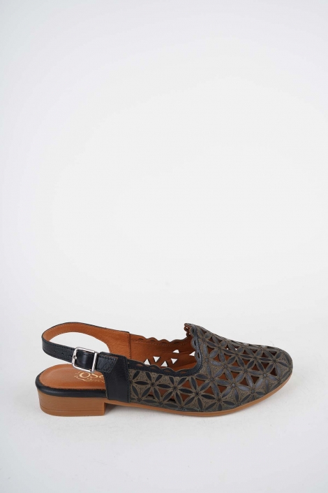 Hakiki Deri Siyah Kadın Burun Kapalı Sandalet 261214502