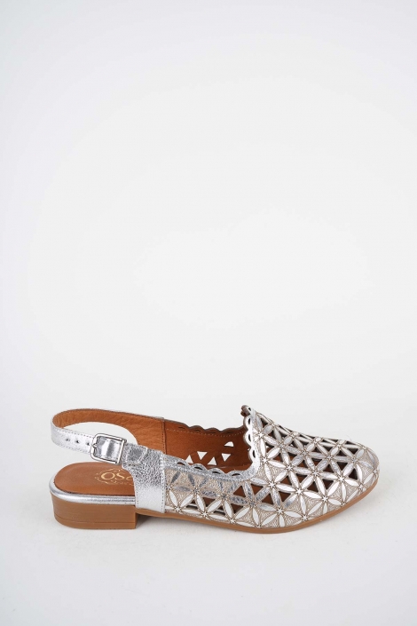 Hakiki Deri Gümüş Kadın Burun Kapalı Sandalet 261214502