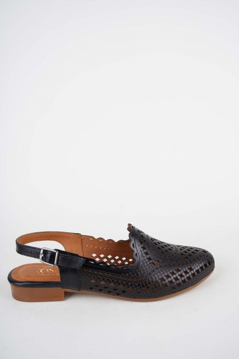 Hakiki Deri Siyah Kadın Burun Kapalı Sandalet 261214508