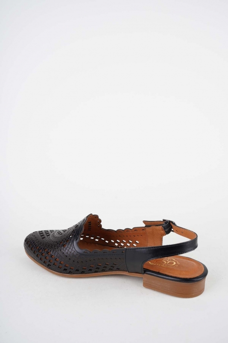 Hakiki Deri Siyah Kadın Burun Kapalı Sandalet 261214508