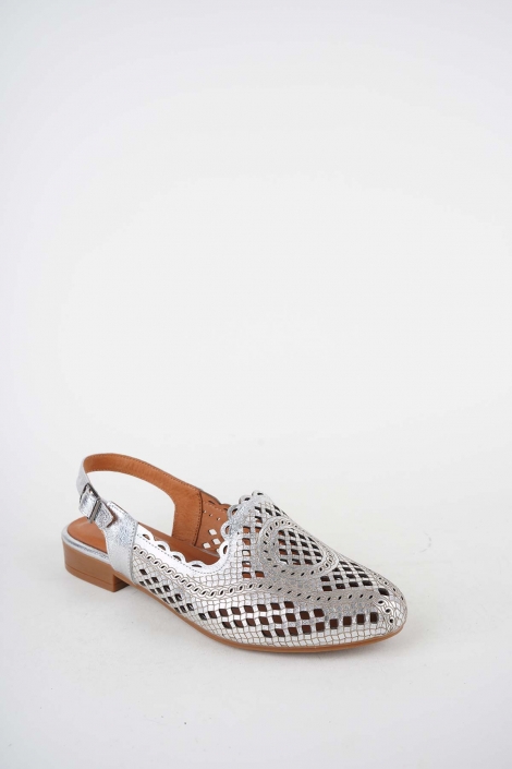 Hakiki Deri Gümüş Kadın Burun Kapalı Sandalet 261214508