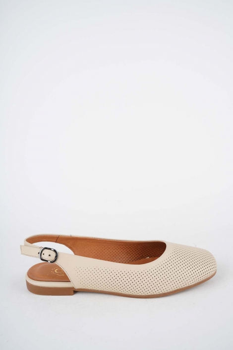 Hakiki Deri Bej Kadın Burun Kapalı Sandalet 261214511