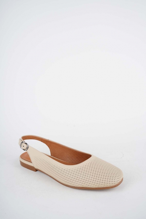 Hakiki Deri Bej Kadın Burun Kapalı Sandalet 261214511