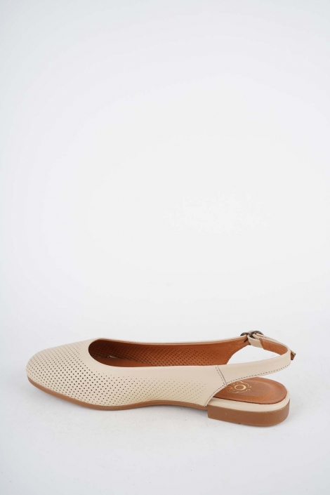 Hakiki Deri Bej Kadın Burun Kapalı Sandalet 261214511