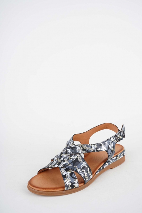 Hakiki Deri Siayh Baskılı Kadın Düz Sandalet 261215511